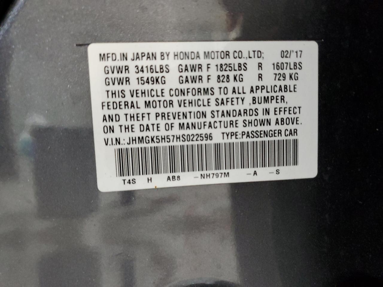 2017 Honda Fit VIN JHMGK5H57HS022596 Copart auction photo, front end / side damage thumbnail 12