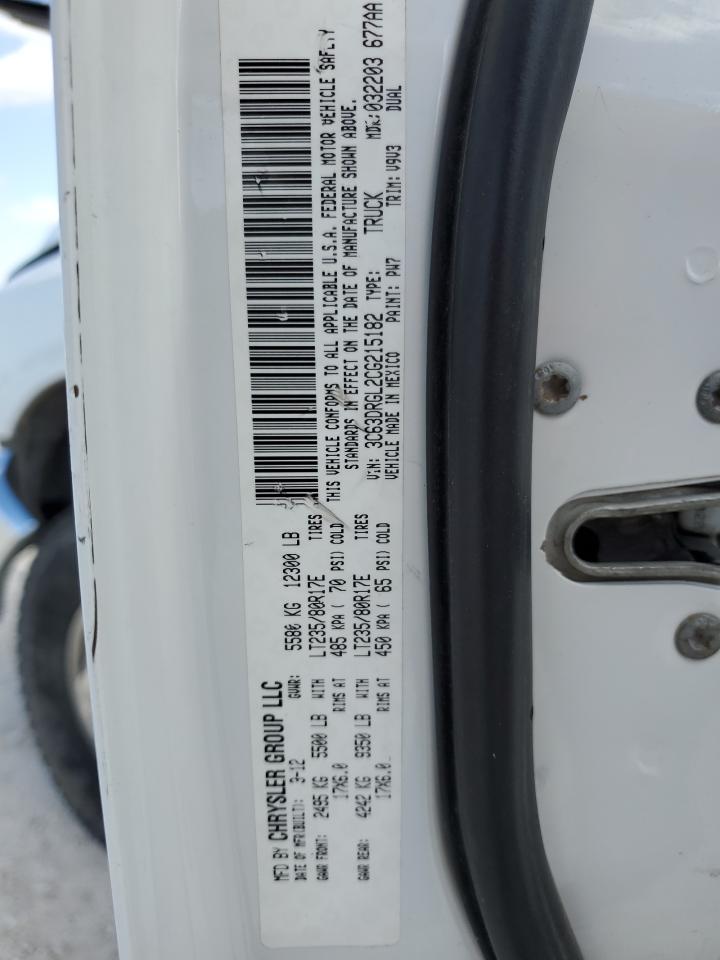 2012 Dodge RAM VIN 3C63DRGL2CG215182 Copart auction photo, front end / all over damage thumbnail 10