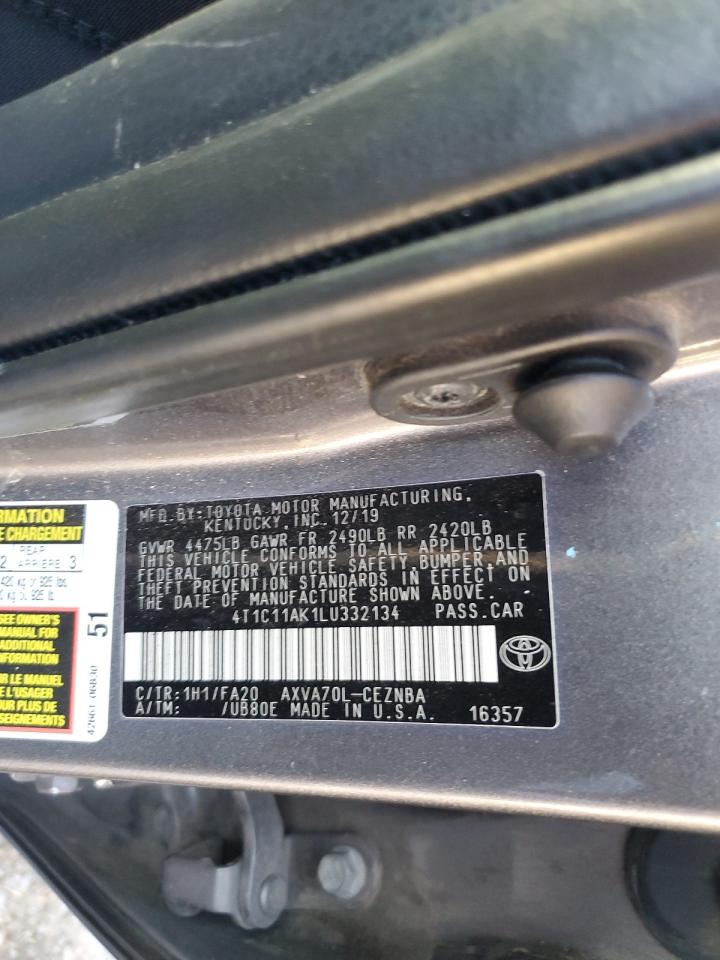 2020 Toyota Camry VIN 4T1C11AK1LU332134 Copart auction photo, undercarriage / front end damage thumbnail 12