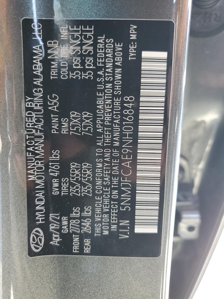 2022 Hyundai Tucson VIN 5NMJFCAE9NH016848 Copart auction photo, all over / undercarriage damage thumbnail 14