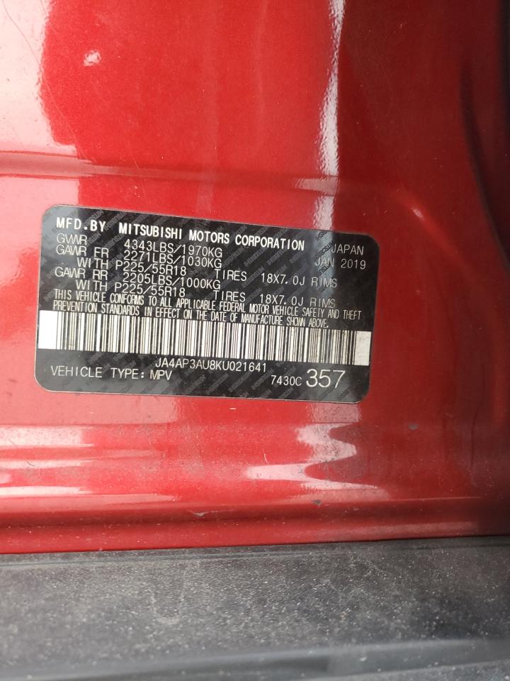 2019 Mitsubishi Outlander VIN JA4AP3AU8KU021641 Copart auction photo, front end damage thumbnail 15
