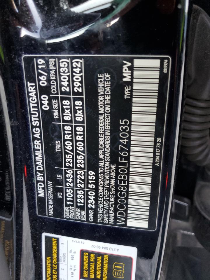 2020 Mercedes-Benz GLC VIN WDC0G8EB0LF674035 Copart auction photo, rear end / undercarriage damage thumbnail 13