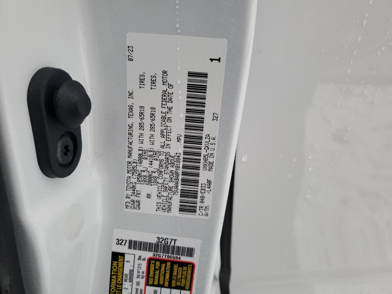 2023 Toyota Sequoia VIN 7SVAAABA0PX018843 Copart auction photo, front end / minor dent/scratches damage thumbnail 14
