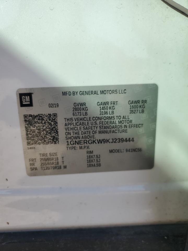 2019 Chevrolet Traverse VIN 1GNERGKW9KJ239444 Copart auction photo, side damage thumbnail 13