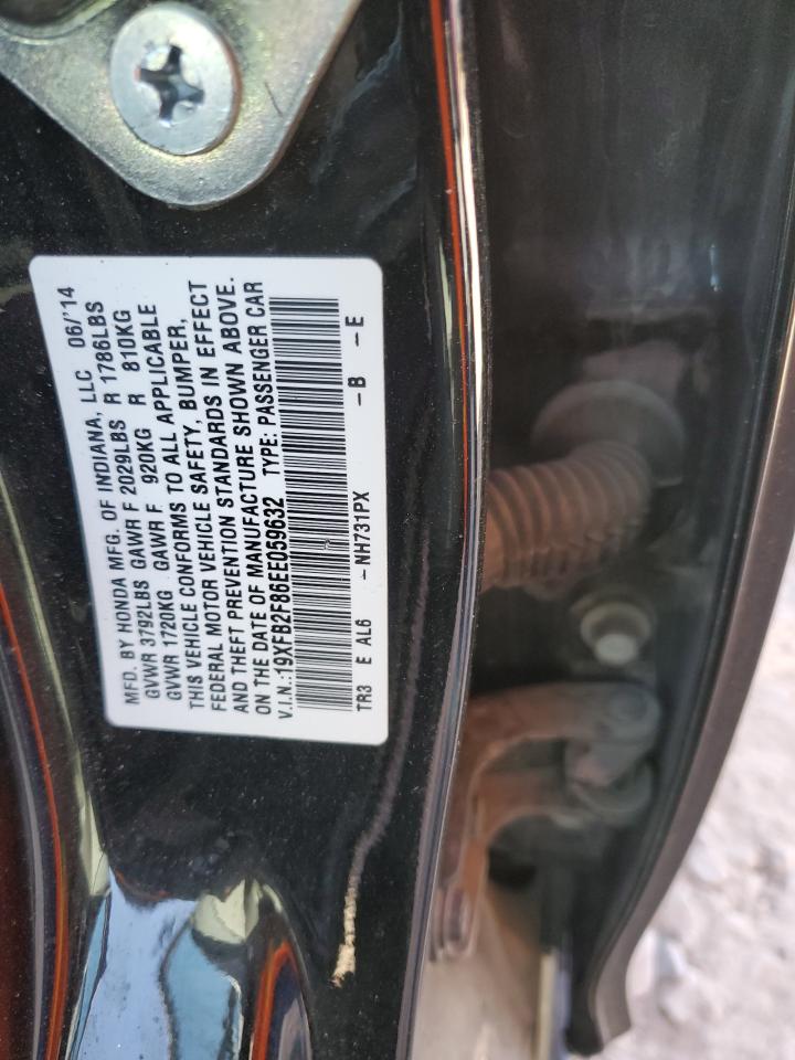 2014 Honda Civic VIN 19XFB2F86EE059632 Copart auction photo, side / front end damage thumbnail 12