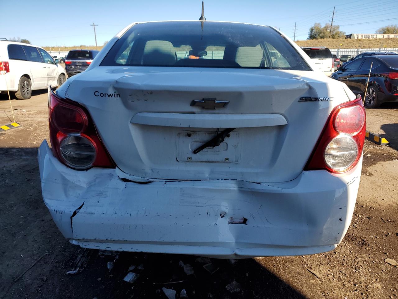 2013 Chevrolet Sonic VIN 1G1JB5SG1D4239733 Copart auction photo, rear end / hail damage thumbnail 6
