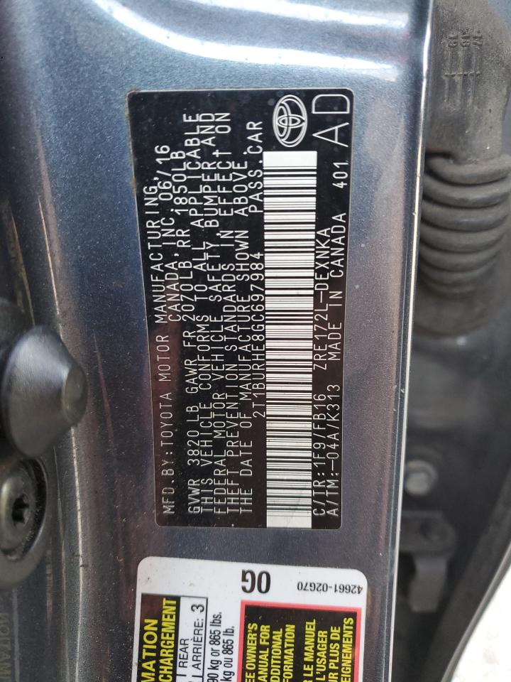 2016 Toyota Corolla VIN 2T1BURHE8GC697984 Copart auction photo, front end damage thumbnail 14