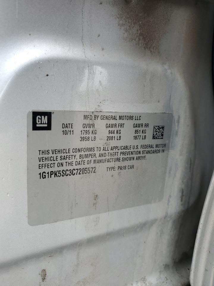 2012 Chevrolet Cruze VIN 1G1PK5SC3C7205572 Copart auction photo, front end / rear end damage thumbnail 12