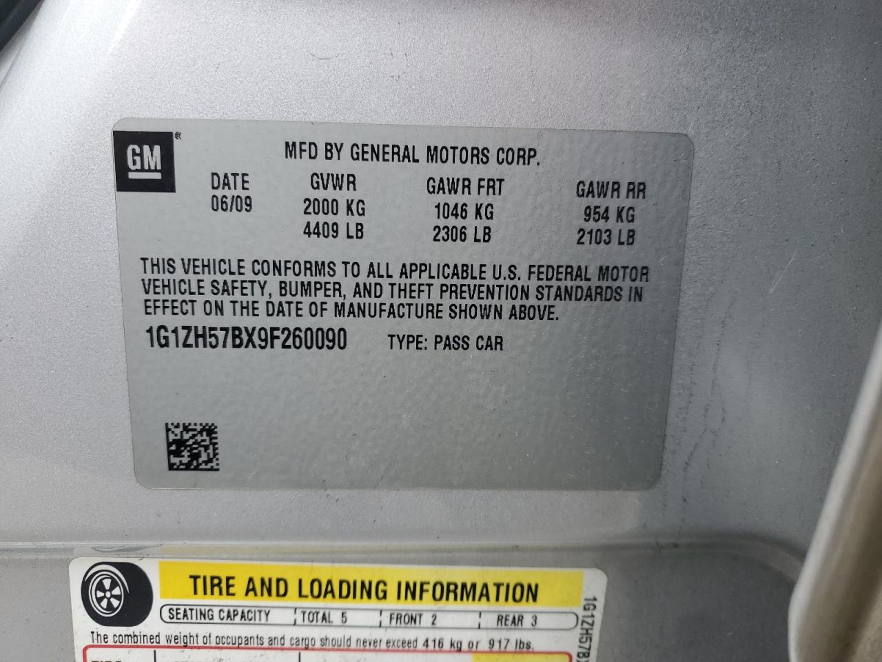 2009 Chevrolet Malibu VIN 1G1ZH57BX9F260090 Copart auction photo, front end damage thumbnail 12