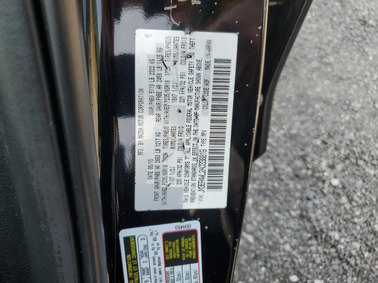 2010 Mazda CX-7 VIN JM3ER4WL2A0338819 Copart auction photo, front end / side damage thumbnail 15