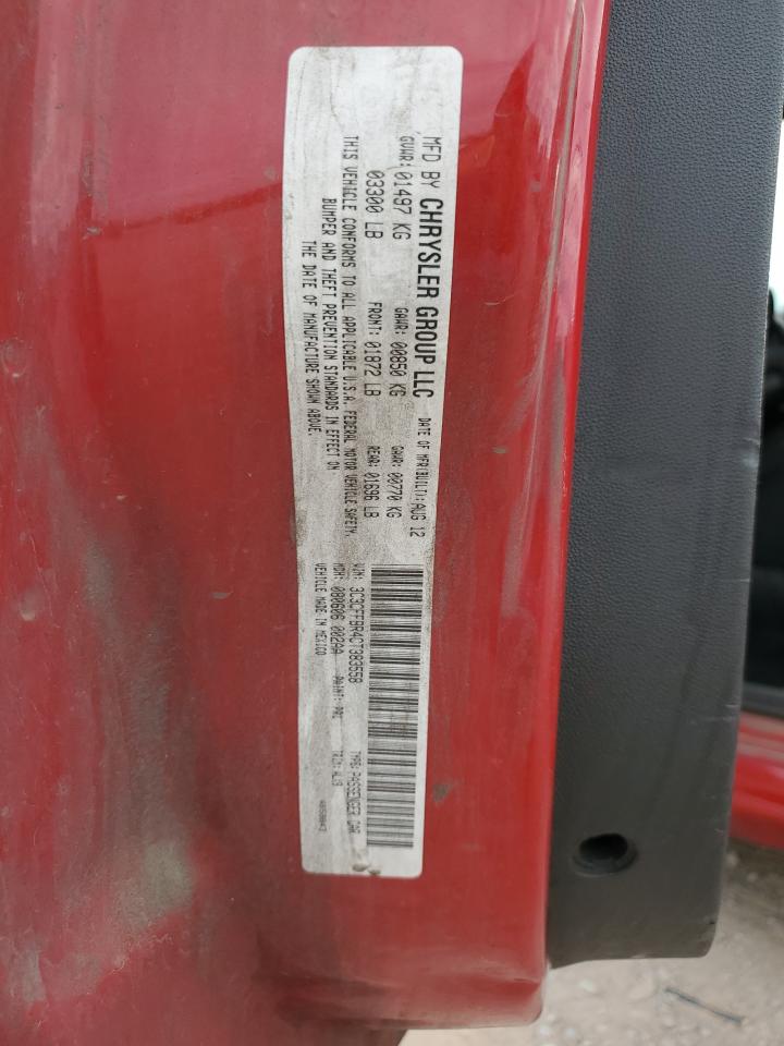 2012 Fiat 500 VIN 3C3CFFBR4CT383558 Copart auction photo, front end / minor dent/scratches damage thumbnail 12