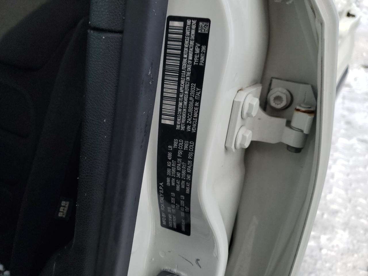 2018 Jeep Renegade VIN ZACCJBBB6JPJ39322 Copart auction photo, front end / side damage thumbnail 13