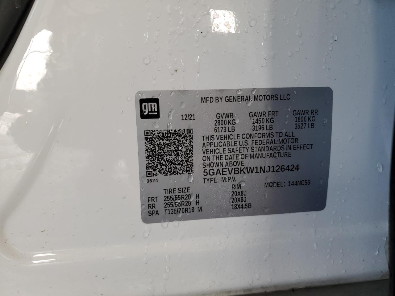 2022 Buick Enclave VIN 5GAEVBKW1NJ126424 Copart auction photo, mechanical damage thumbnail 13