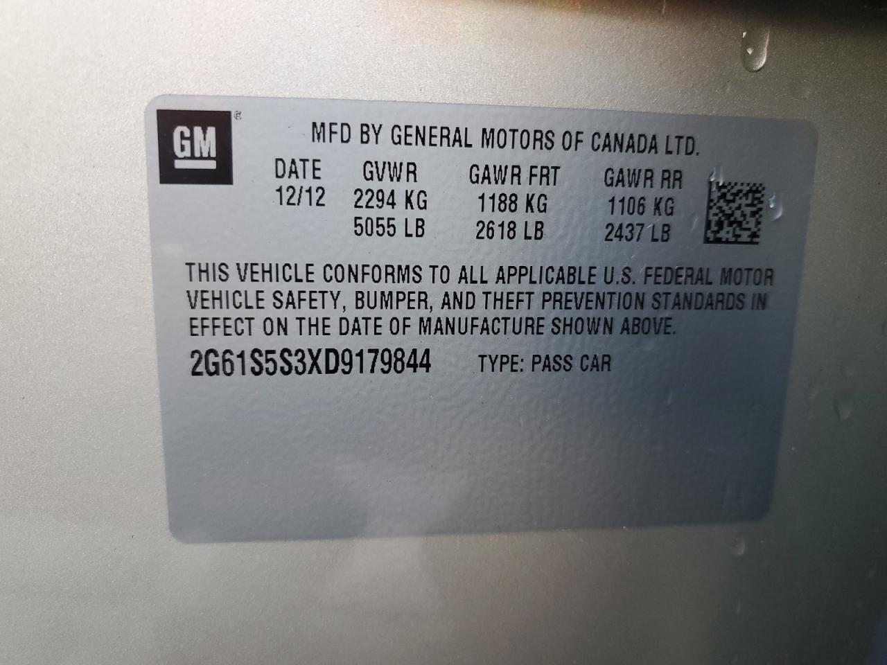 2013 Cadillac XTS VIN 2G61S5S3XD9179844 Copart auction photo, all over damage thumbnail 14