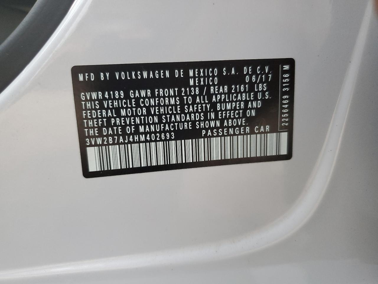 2017 Volkswagen Jetta VIN 3VW2B7AJ4HM402693 Copart auction photo, front end damage thumbnail 12