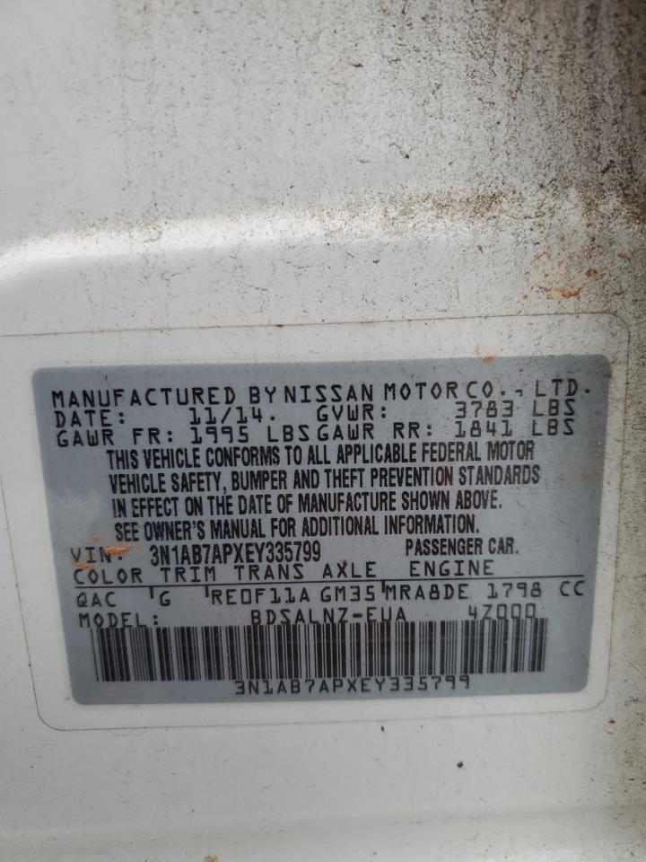 2014 Nissan Sentra VIN 3N1AB7APXEY335799 Copart auction photo, front end / mechanical damage thumbnail 15