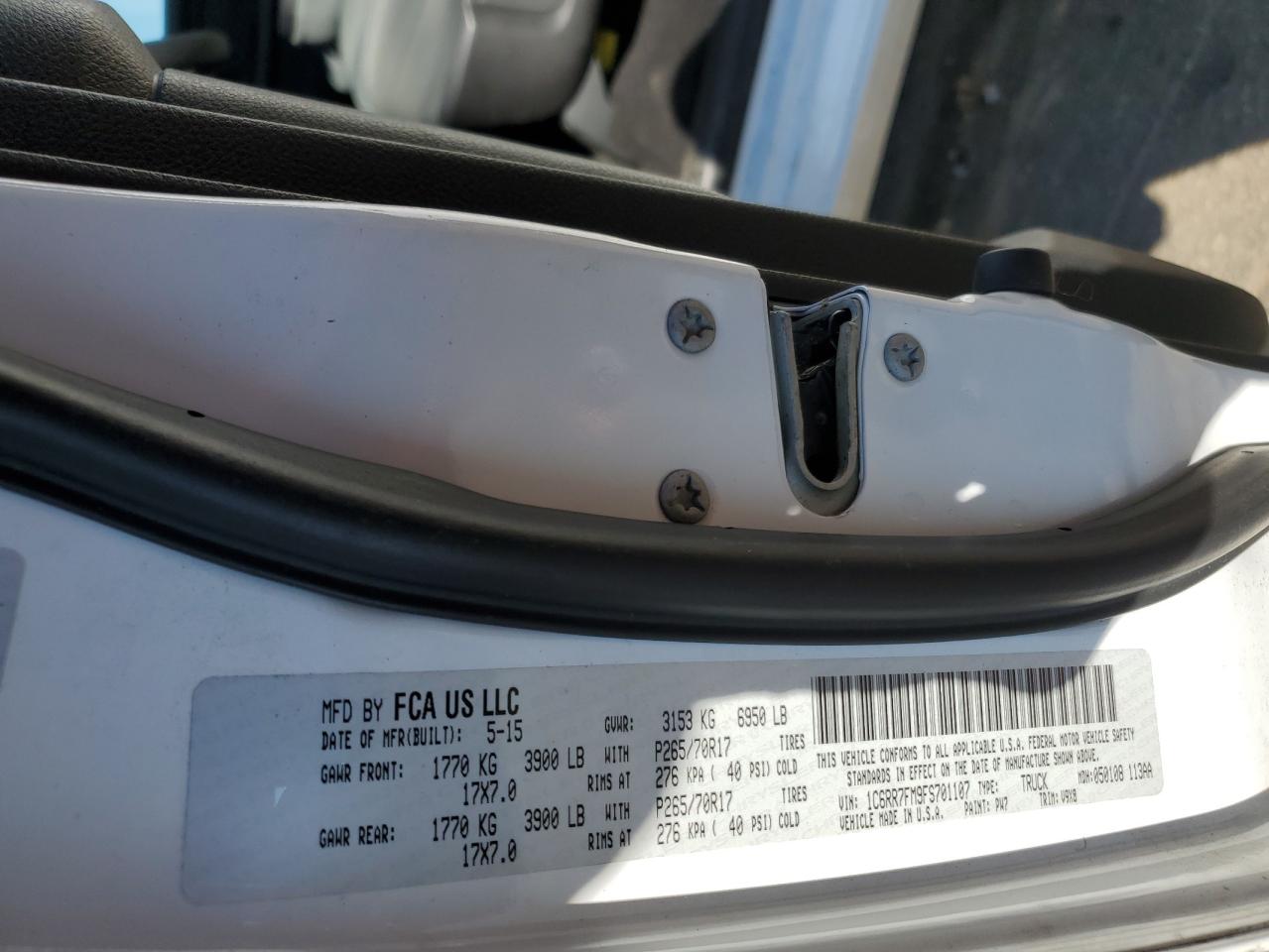 2015 RAM 1500 VIN 1C6RR7FM9FS701107 Copart auction photo, side damage thumbnail 12