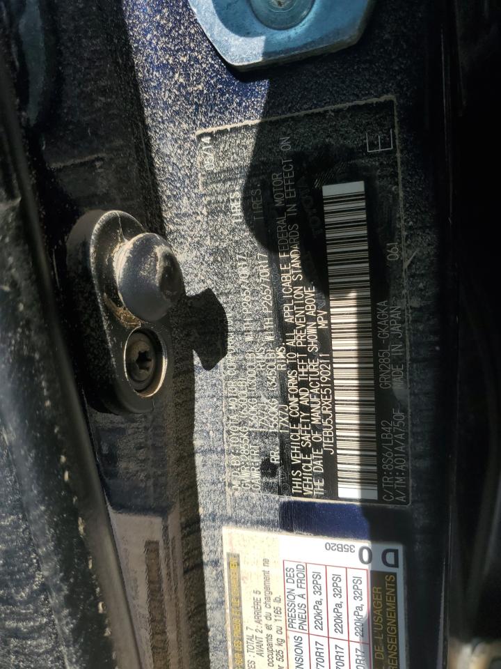 2014 Toyota 4Runner VIN JTEBU5JRXE5190211 Copart auction photo, water/flood damage thumbnail 14