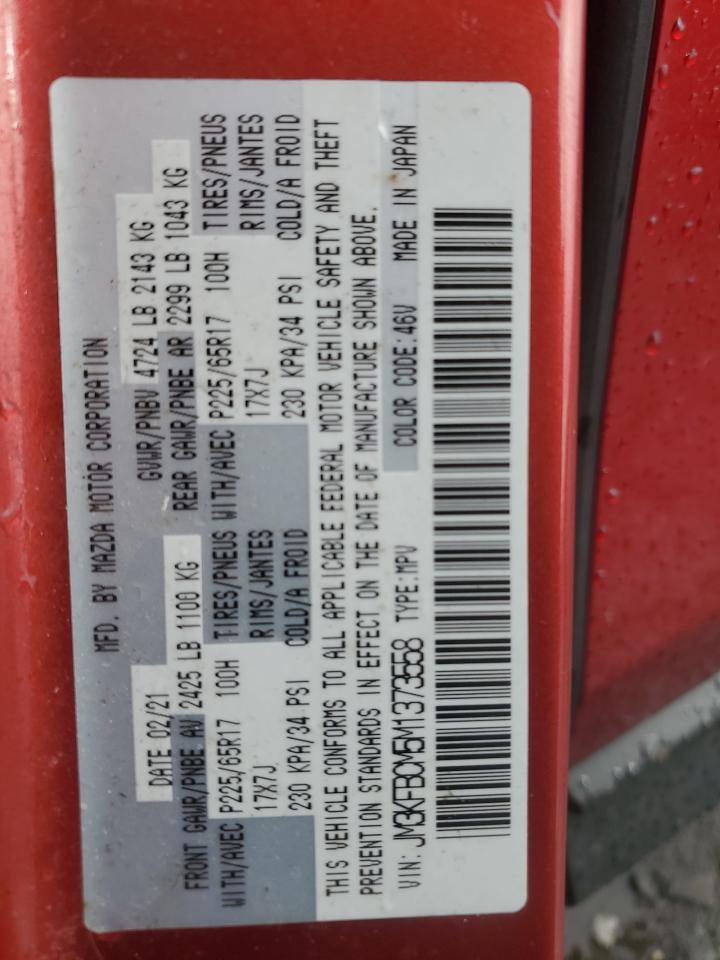 2021 Mazda CX-5 VIN JM3KFBCM5M1373558 Copart auction photo, front end damage thumbnail 13