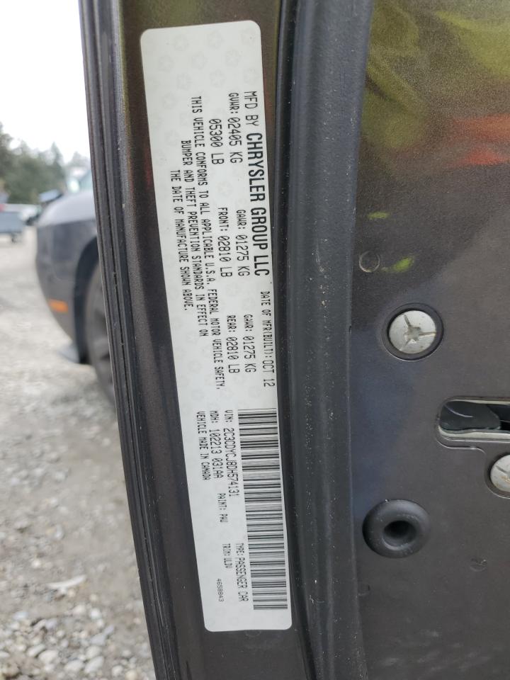 2013 Dodge Challenger VIN 2C3CDYCJ8DH574131 Copart auction photo, front end damage thumbnail 12