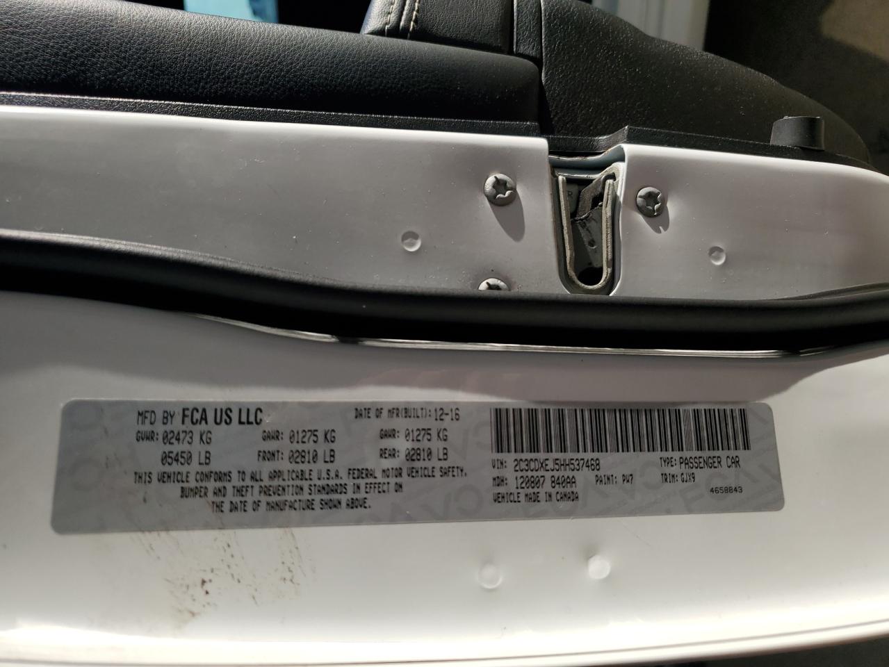 2017 Dodge Charger VIN 2C3CDXEJ5HH537468 Copart auction photo, front end damage thumbnail 14