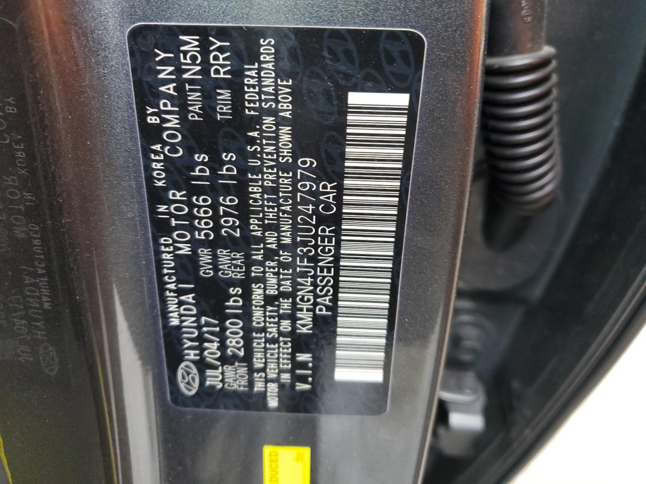 2018 Genesis G80 VIN KMHGN4JF3JU247979 Copart auction photo, front end damage thumbnail 13