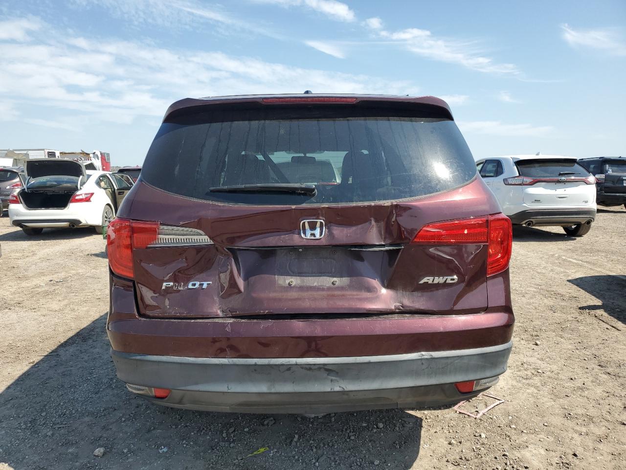 2016 Honda Pilot VIN 5FNYF6H80GB005239 Copart auction photo, front end / rear end damage thumbnail 6