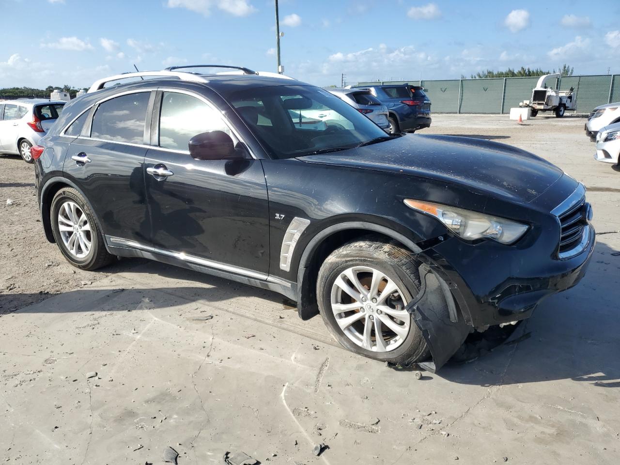 2014 Infiniti QX70 VIN JN8CS1MU6EM450184 Copart auction photo, front end / water/flood damage thumbnail 4
