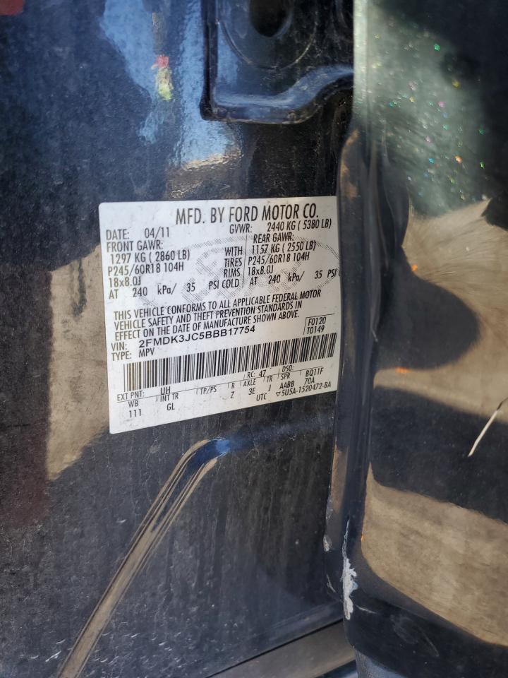 2011 Ford Edge VIN 2FMDK3JC5BBB17754 Copart auction photo, all over damage thumbnail 15