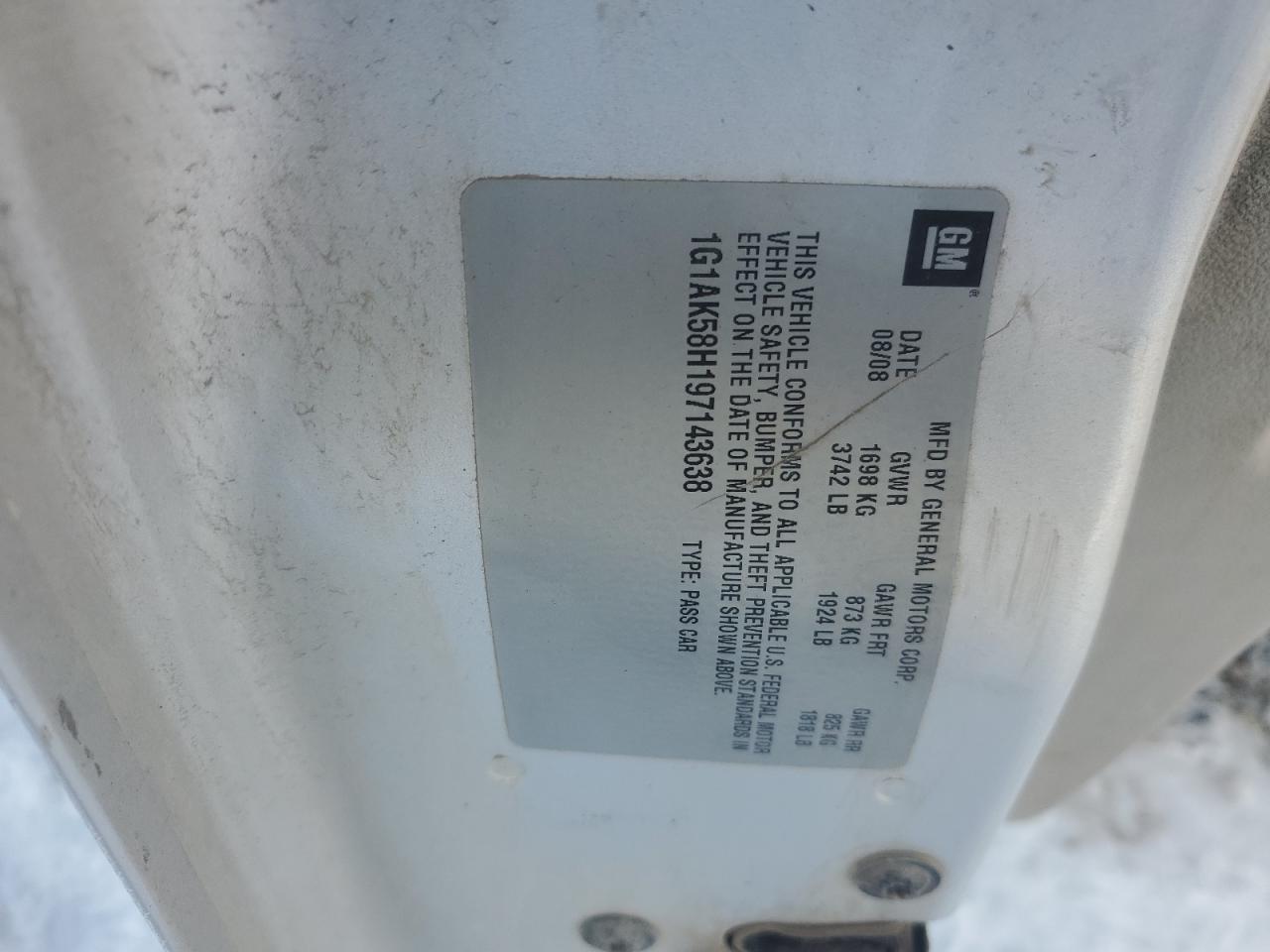 2009 Chevrolet Cobalt VIN 1G1AK58H197143638 Copart auction photo, front end / mechanical damage thumbnail 12