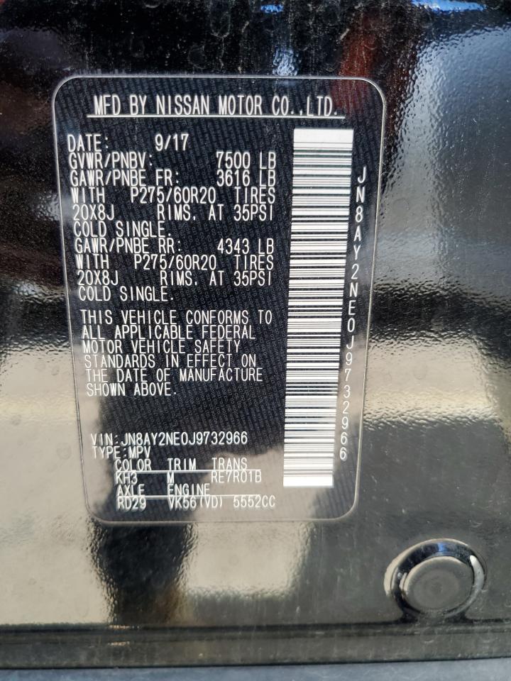 2018 Nissan Armada VIN JN8AY2NE0J9732966 Copart auction photo, front end / minor dent/scratches damage thumbnail 15