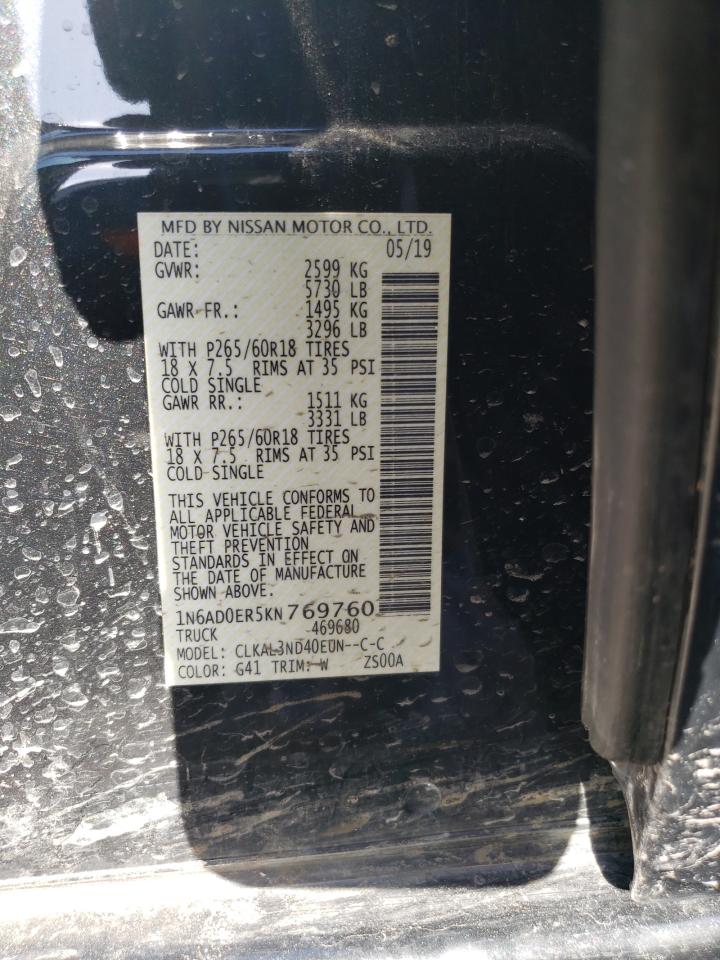 2019 Nissan Navara (Frontier) VIN 1N6AD0ER5KN769760 Copart auction photo, front end damage thumbnail 14