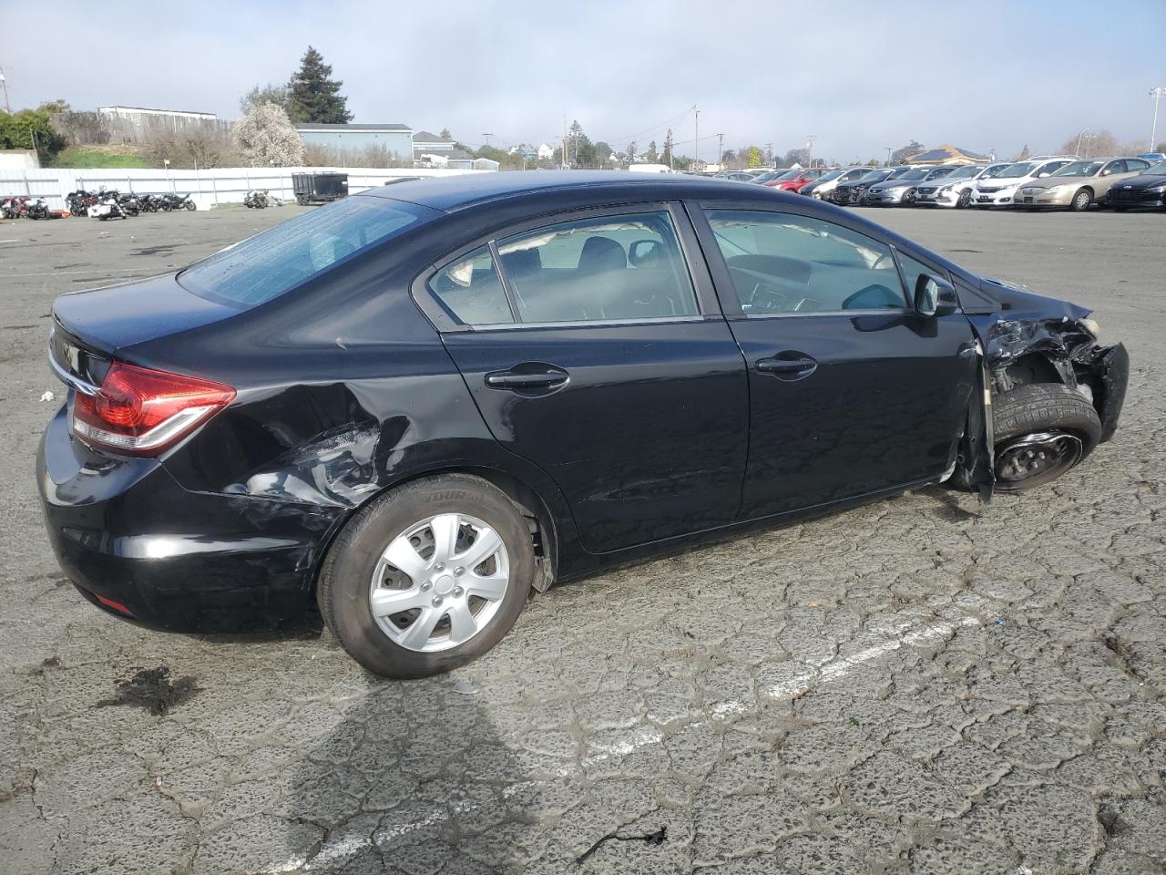 2013 Honda Civic VIN 2HGFB2F50DH561904 Copart auction photo, front end / rear end damage thumbnail 3
