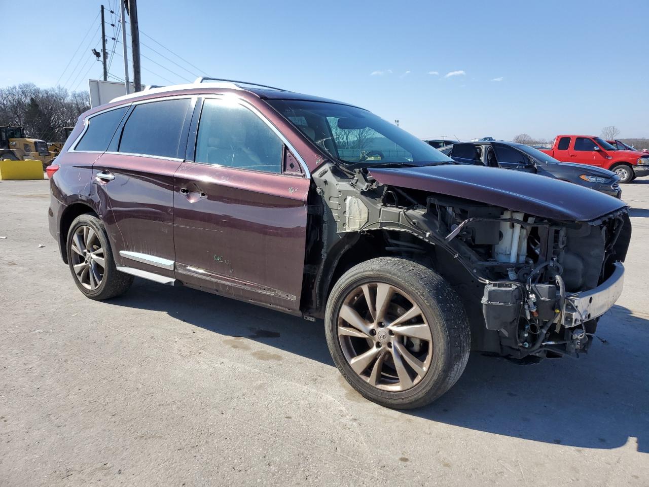 2013 Infiniti JX VIN 5N1AL0MM2DC324222 Copart auction photo, front end / side damage thumbnail 4