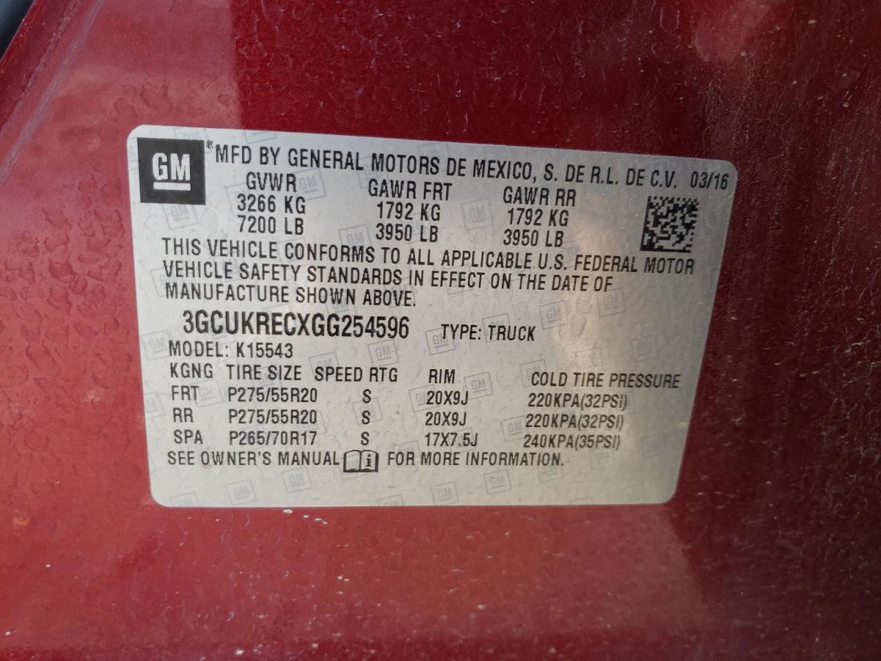 2016 Chevrolet Silverado VIN 3GCUKRECXGG254596 Copart auction photo, side / rear end damage thumbnail 13