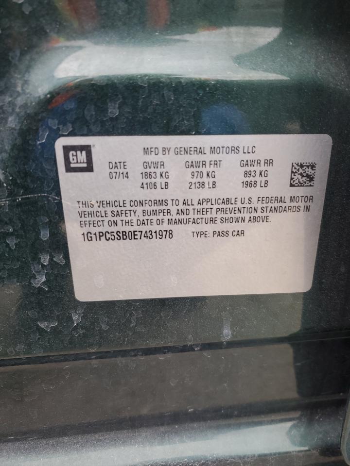 2014 Chevrolet Cruze VIN 1G1PC5SB0E7431978 Copart auction photo, front end damage thumbnail 12