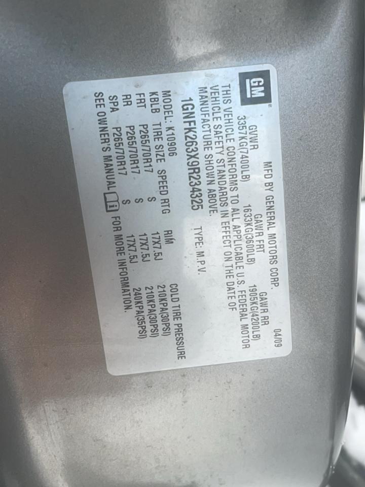 2009 Chevrolet Suburban VIN 1GNFK263X9R234325 Copart auction photo, all over damage thumbnail 14