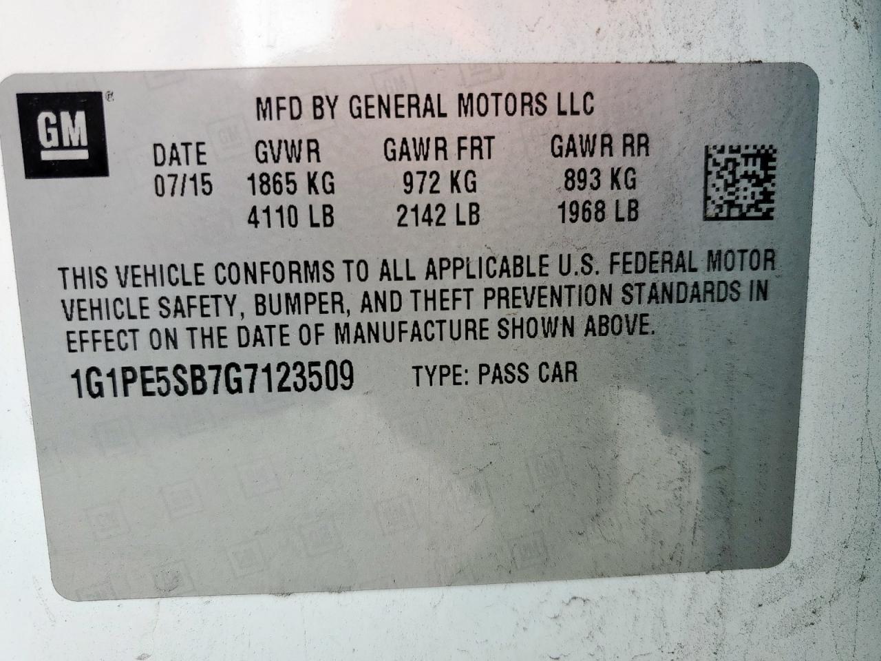 2016 Chevrolet Cruze VIN 1G1PE5SB7G7123509 Copart auction photo, front end damage thumbnail 12