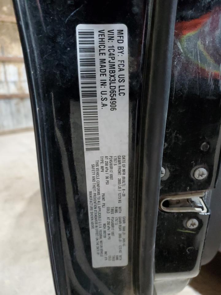 2020 Jeep Cherokee VIN 1C4PJMBX3LD654906 Copart auction photo, side damage thumbnail 13