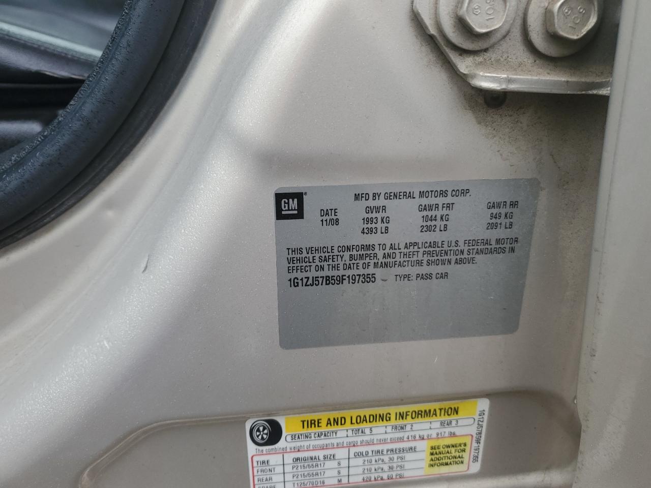 2009 Chevrolet Malibu VIN 1G1ZJ57B59F197355 Copart auction photo, mechanical damage thumbnail 12