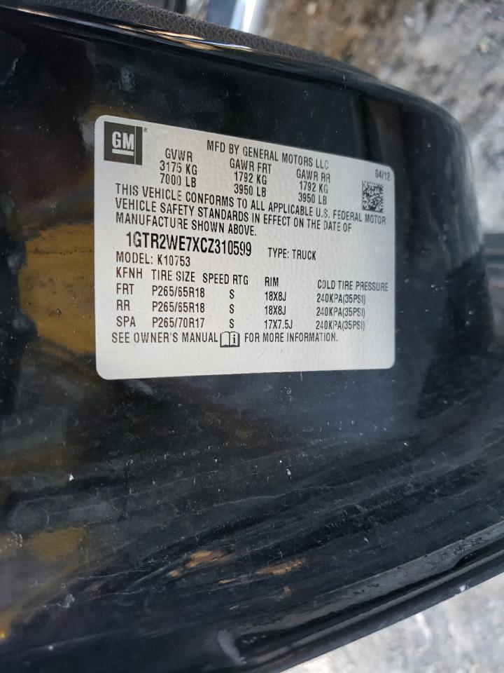 2012 GMC Sierra VIN 1GTR2WE7XCZ310599 Copart auction photo, rear end damage thumbnail 12