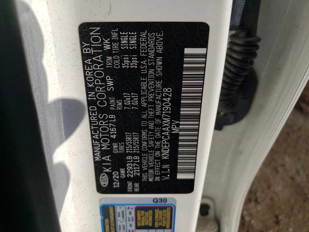 2021 KIA Seltos VIN KNDEPCAAXM7190428 Copart auction photo, rear end damage thumbnail 13