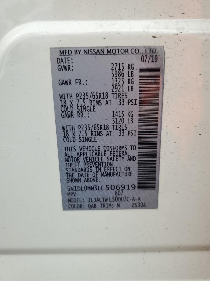 2020 Infiniti QX60 VIN 5N1DL0MN3LC506919 Copart auction photo, all over damage thumbnail 13