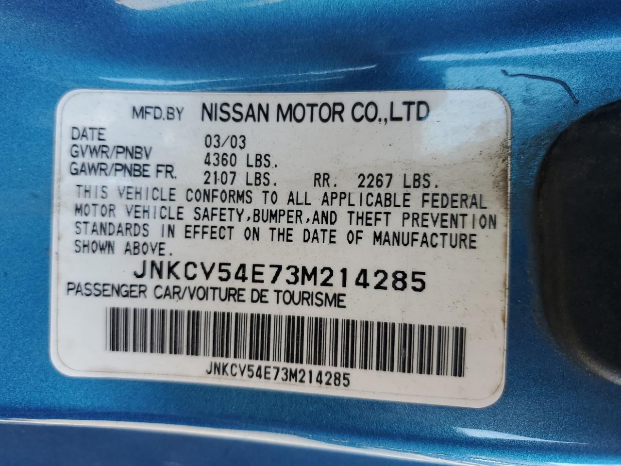 2003 Infiniti G VIN JNKCV54E73M214285 Copart auction photo, minor dent/scratches damage thumbnail 12