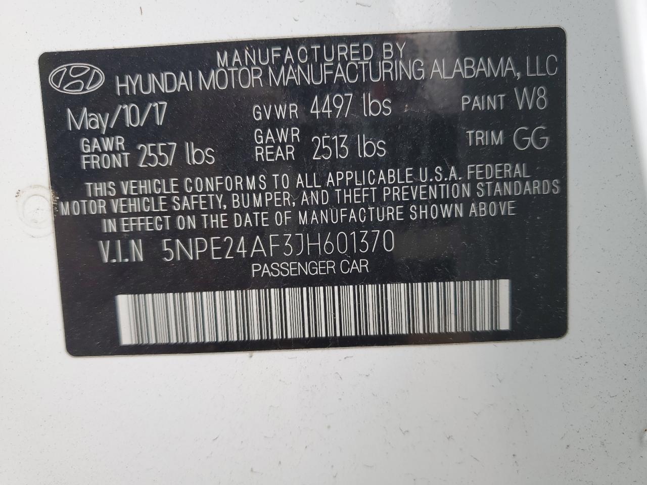 2018 Hyundai Sonata VIN 5NPE24AF3JH601370 Copart auction photo, minor dent/scratches damage thumbnail 12