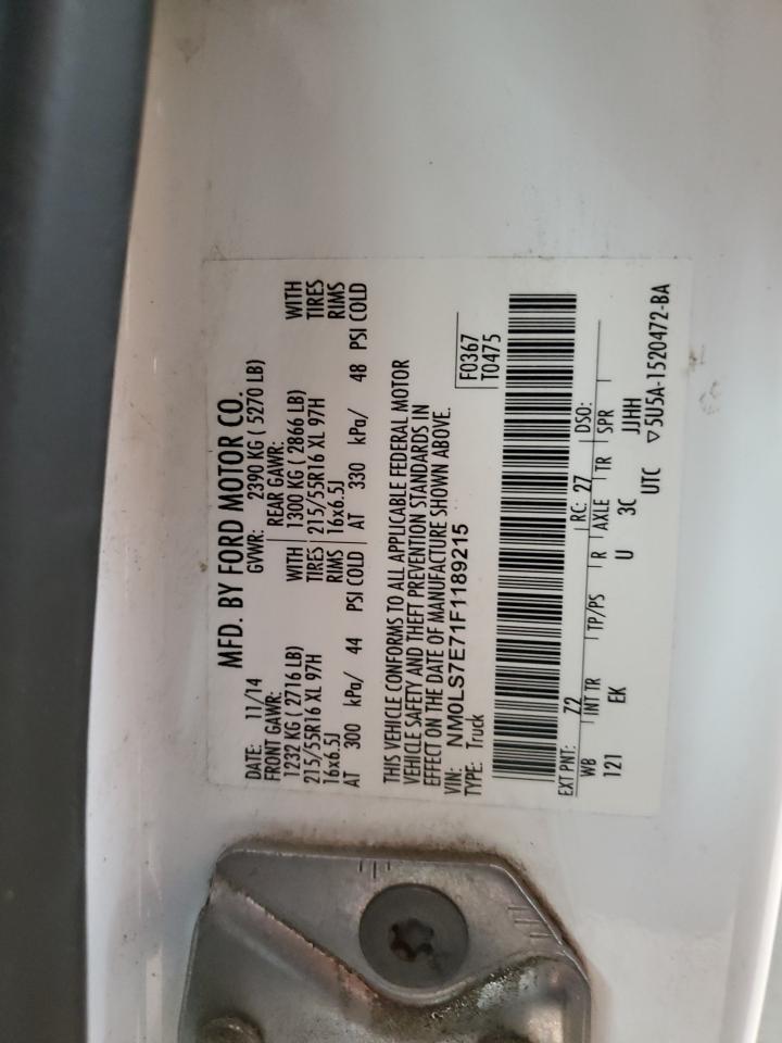 2015 Ford Transit VIN NM0LS7E71F1189215 Copart auction photo, side / rear end damage thumbnail 14