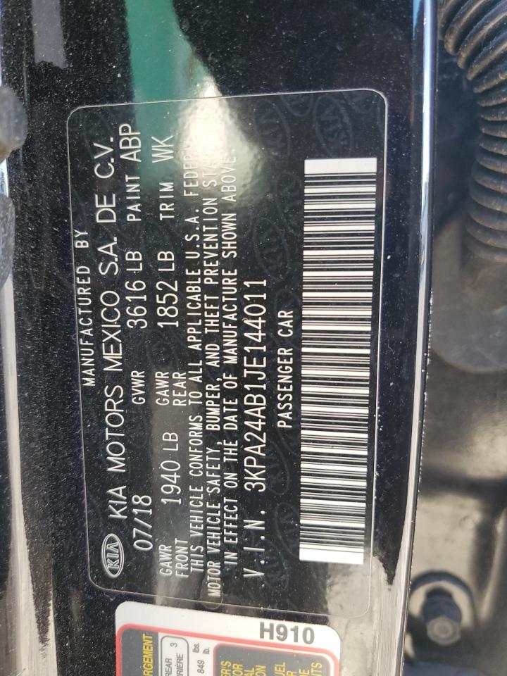 2018 KIA Rio VIN 3KPA24AB1JE144011 Copart auction photo, front end damage thumbnail 14