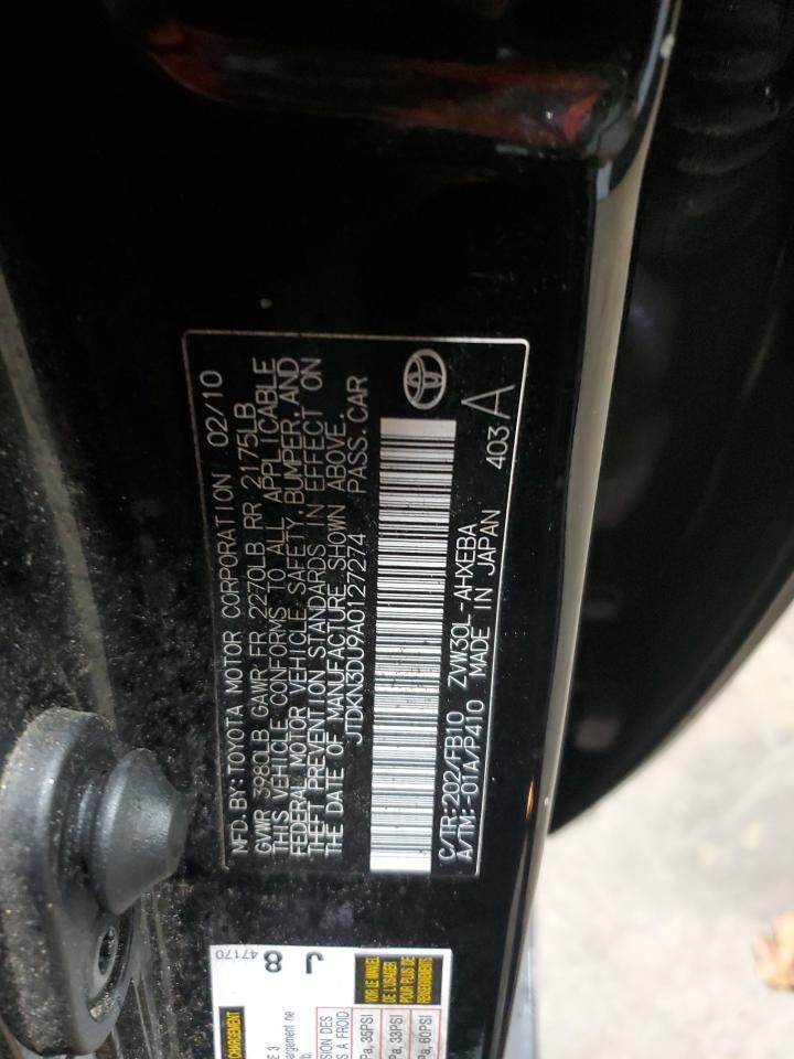 2010 Toyota Prius VIN JTDKN3DU9A0127274 Copart auction photo, rear end damage thumbnail 12