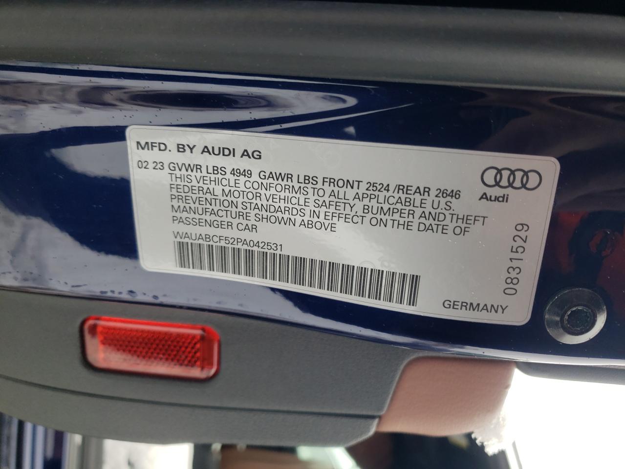 2023 Audi A5 VIN WAUABCF52PA042531 Copart auction photo, side damage thumbnail 12