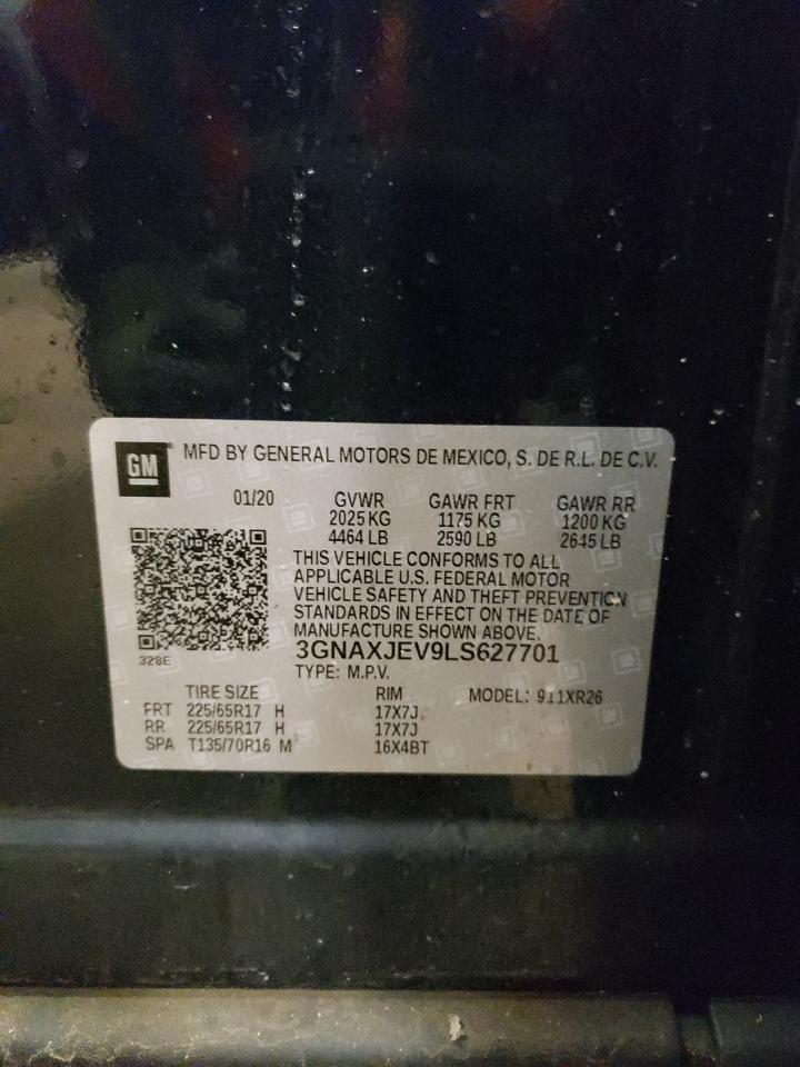 2020 Chevrolet Equinox VIN 3GNAXJEV9LS627701 Copart auction photo, all over damage thumbnail 15